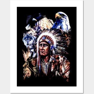 American Indigenous Art Native Indian Headdress Posters and Art